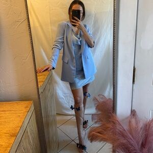 Light Blue Slip Mini Dress (Blazer Not Included)